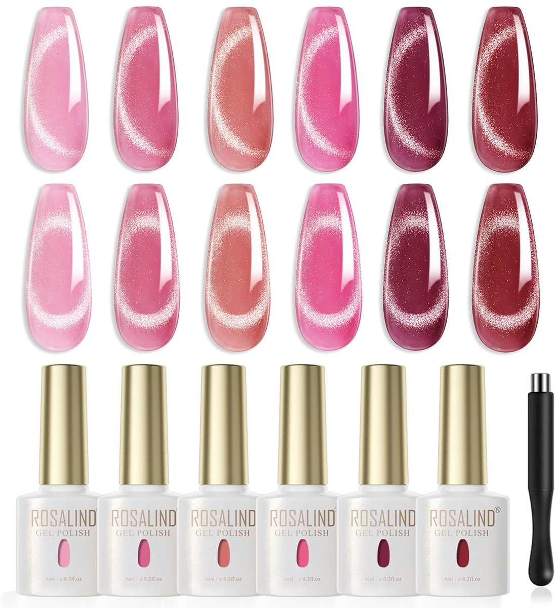 Solidchoice - UV-Nagellak Set Jelly Cateye met 6 Kleuren