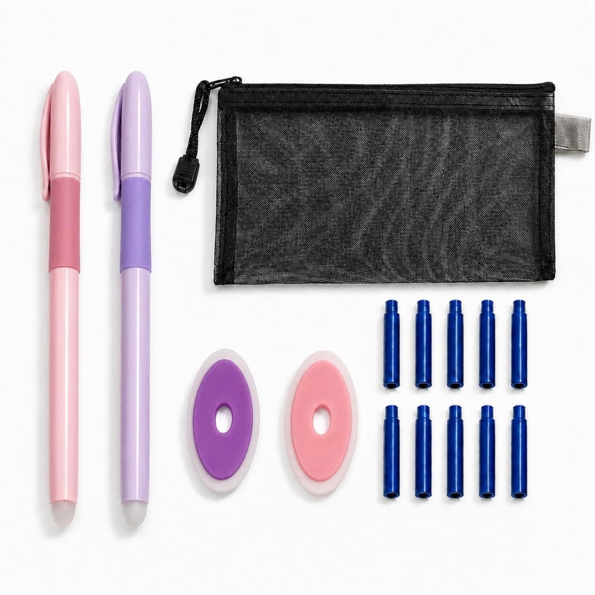 Solidchoice - Set van 2 Uitwisbare Vulpennen met Ergonomische Grip