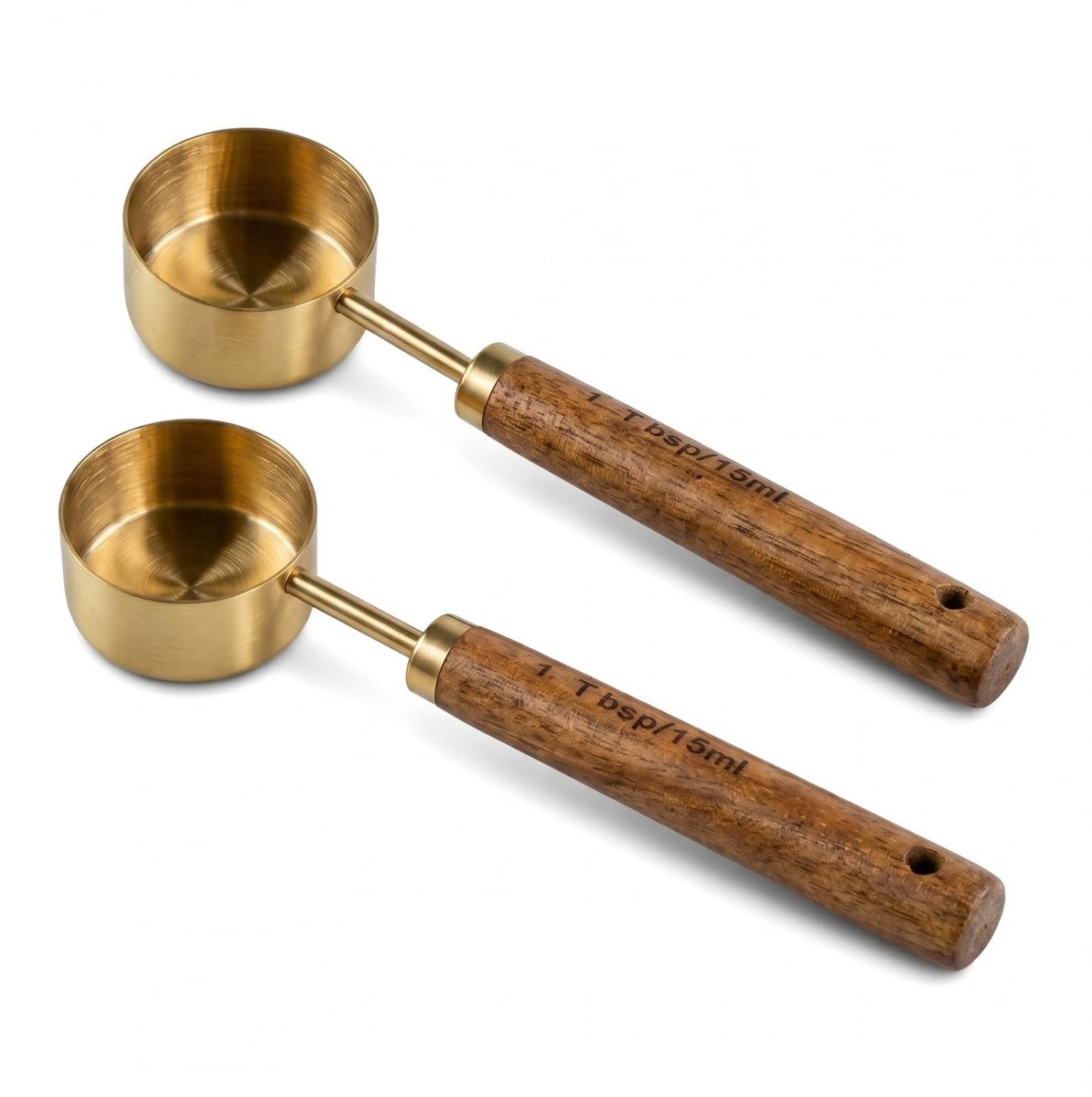 Solidchoice - Set van 2 Roestvrijstalen Koffielepels met Acaciahouten Handvat