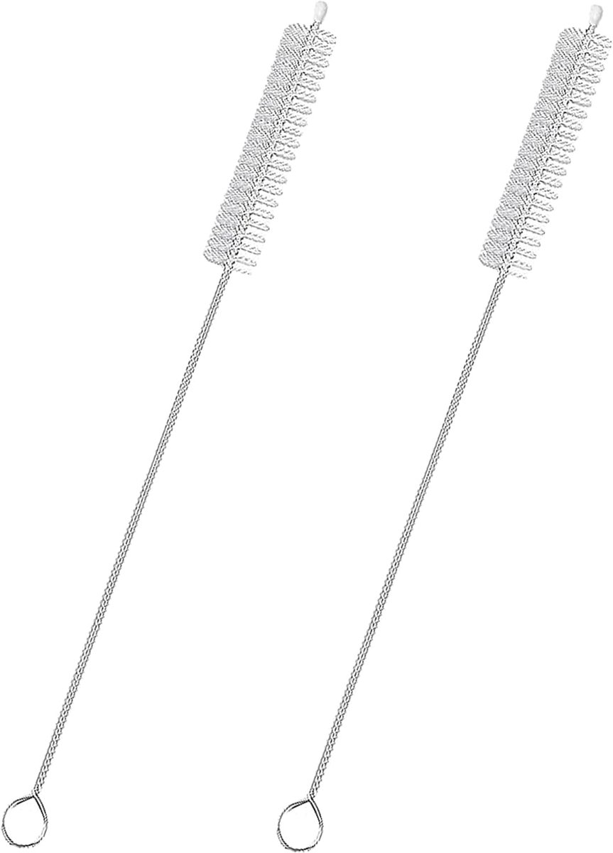 Stroreinigingsborstel 20,2 cm - roestvrij staal en nylon haren - duurzame reiniging - ideaal voor rietjes - ShopVlot
