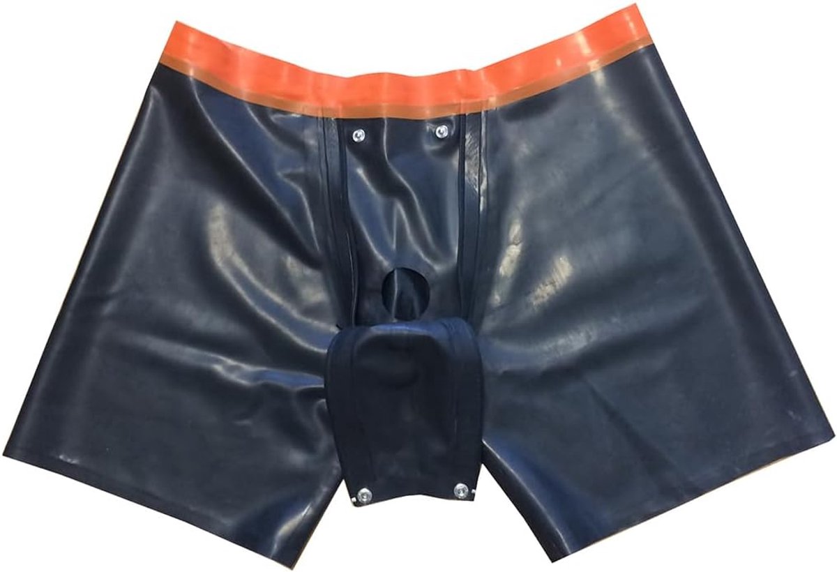 Boxershorts voor mannen - metallic zwart latex - afneembare kruis - ideaal voor themafeesten - ShopVlot
