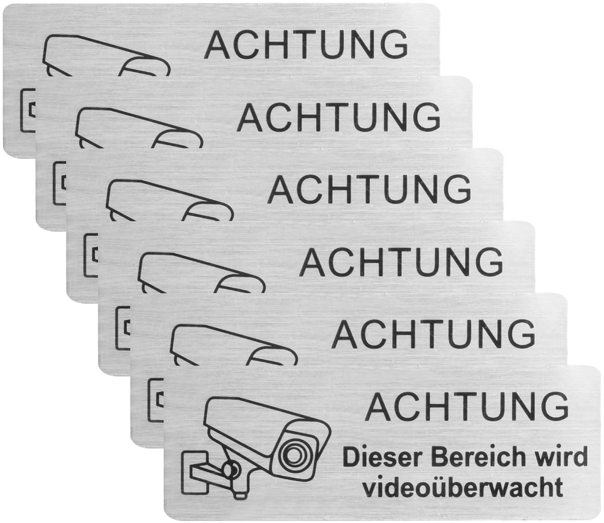 Solidchoice - Set van 6 Video Surveillance Waarschuwingsborden van Aluminium