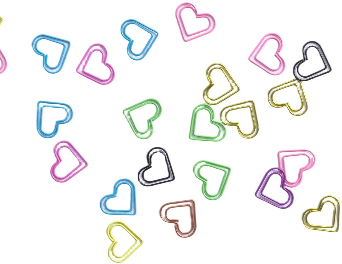 Solidchoice - 100 Stuks Hartvormige Paperclips voor Notities en Documenten