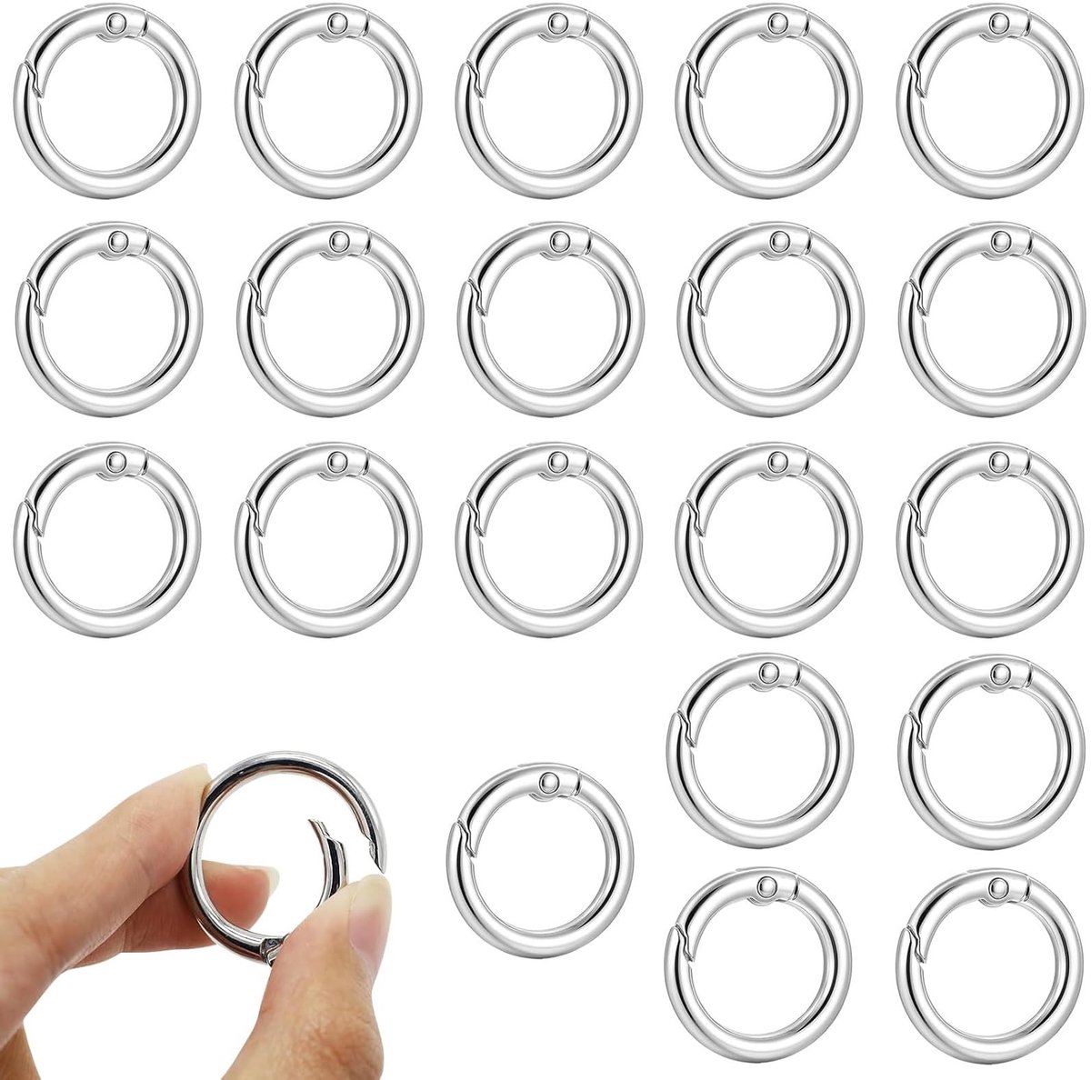 Solidchoice - 20 Stuks Veerring met Drukknop voor Sleutelhangers