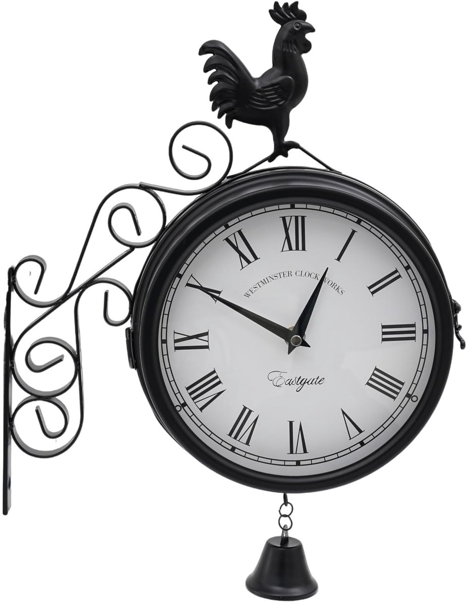 Solidchoice - Retro Dubbelzijdige Wandklok met Stille Beweging