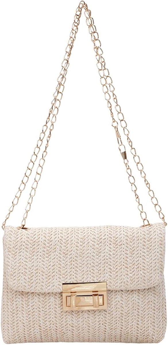 Jute tas met afneembare ketting - elegante schoudertas - clutch voor dames - perfect voor bruiloften - ShopVlot