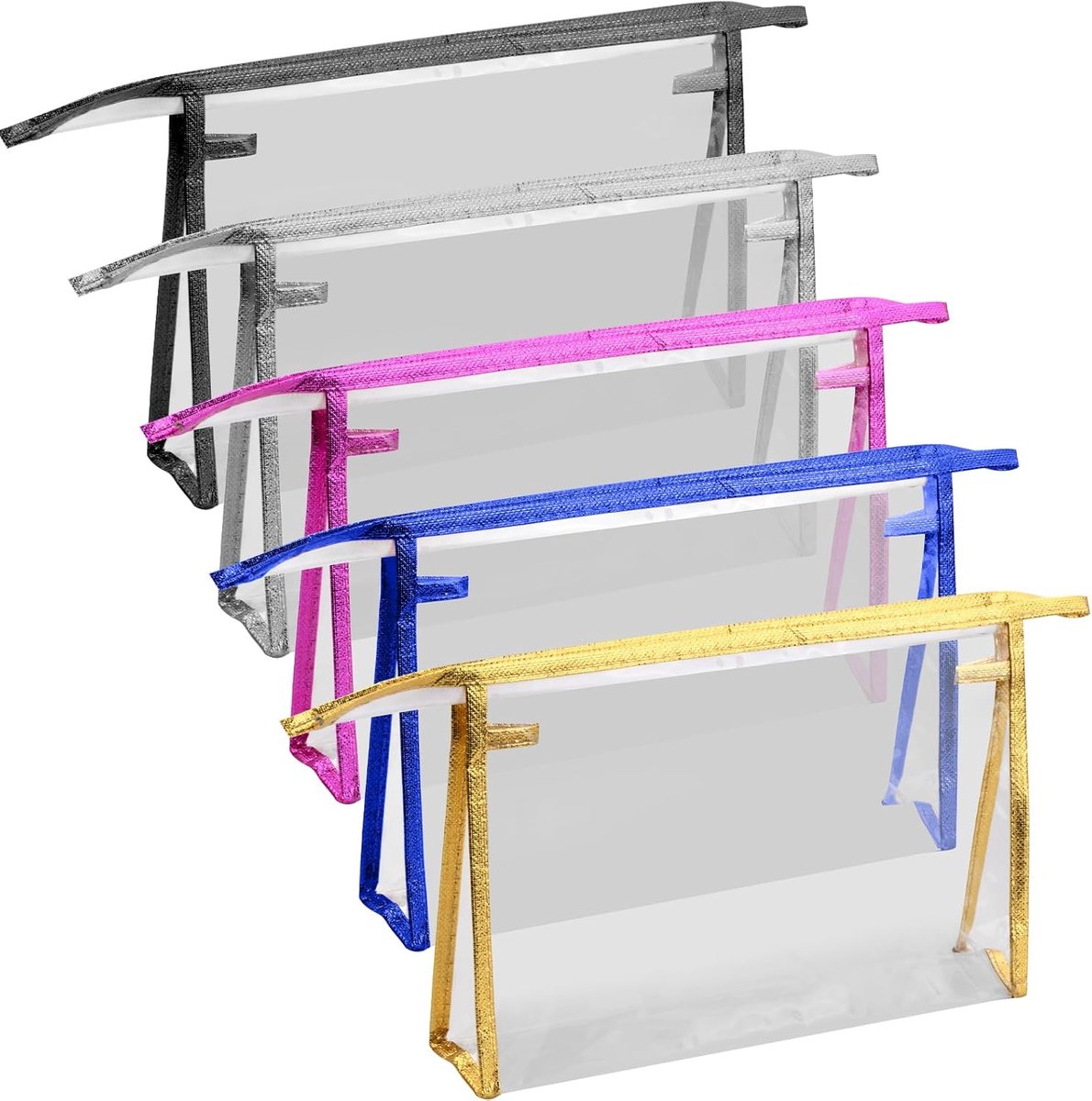 Make-uptassen 5 stuks - 24 x 15,5 x 6 cm - pvc - transparant - ideaal voor vloeistoffen - ShopVlot