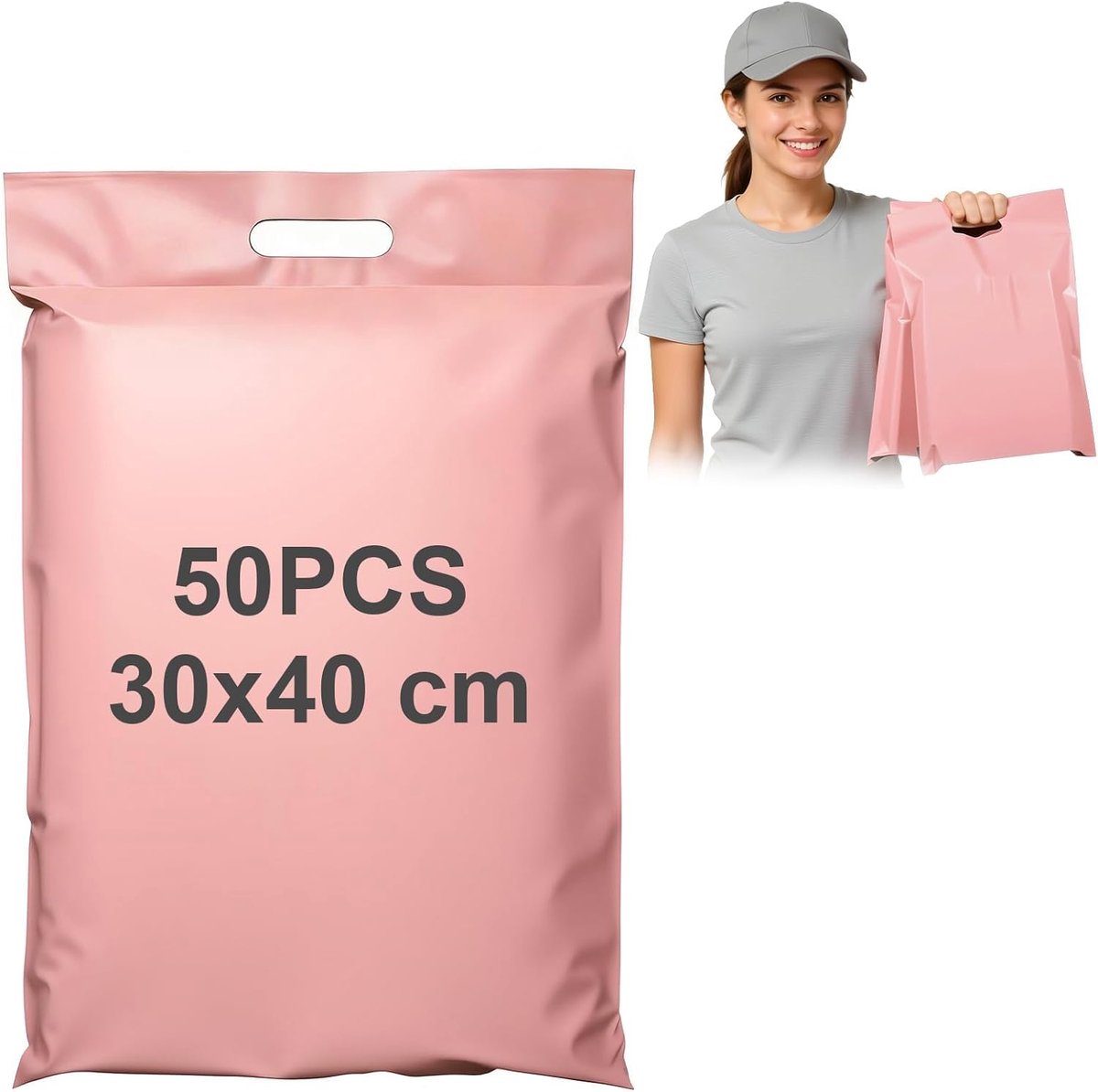 Pack of 50 Mailing Bags, 30 x 40 cm, Opaque Mailing Bags, Self-Adhesive, Durable, Pink Packaging Bags, Easy to Carry - ShopVlot