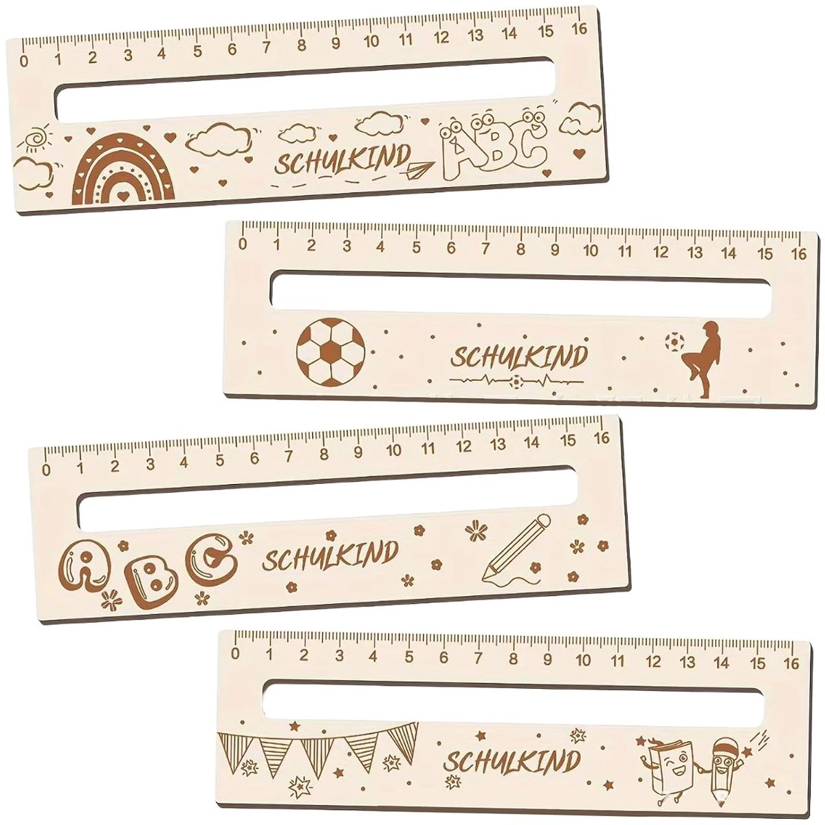 Reading Ruler, 4 Pieces, Cute Wooden Reading Ruler for Dyslexia, Children, Students, Portable Reading Band for Home - ShopVlot