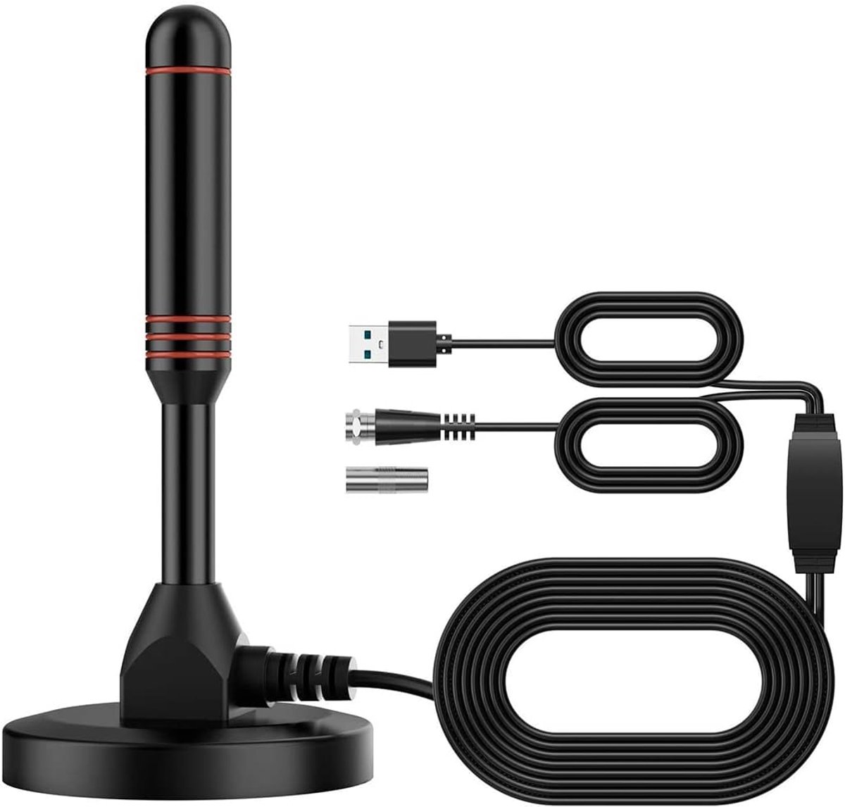 Vecys Digital TV Antenna DVB-T2 Portable Indoor Outdoor TV DTMB Antenna with Magnetic Foot with 5m Cable, USB and TV - ShopVlot