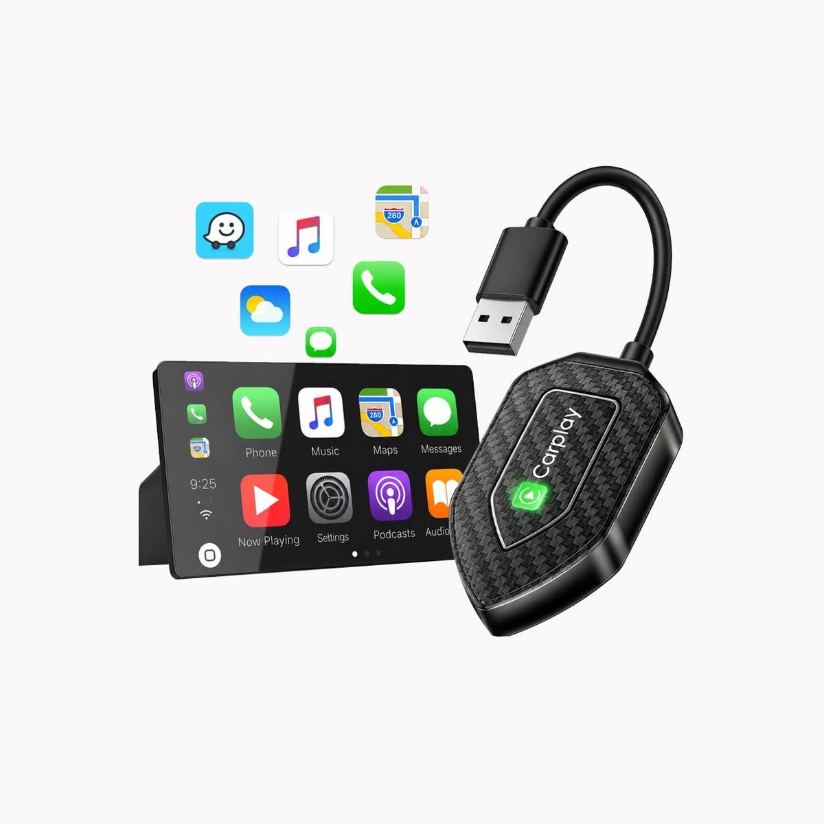 2-in-1 CarPlay draadloze adapter met Instant 2-Phone Switch voor Apple CarPlay/Android Auto - ShopVlot