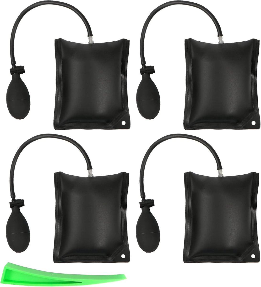 Air Wedges, 4 Pieces Air Wedge Pump Wedge Kit, Load Capacity 400 kg, Lifting Cushion and 1 Green Wedge for Mounting - ShopVlot