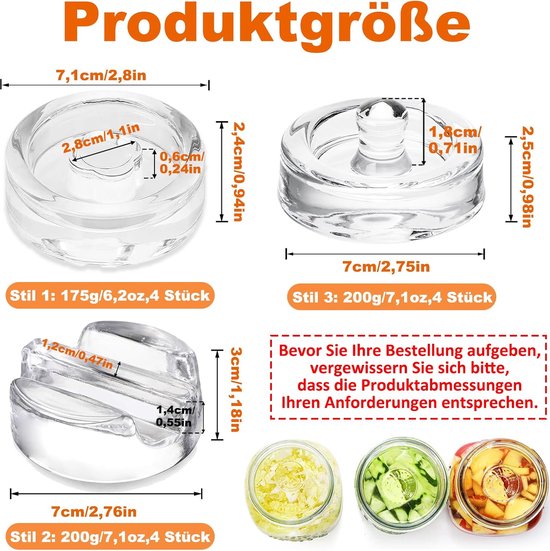 Fermentation Weights, 4pcs Fermentation Glass Weights, Cucumber Canning Glass Weights, Glass Weights for Fermentation - ShopVlot — afbeelding 5