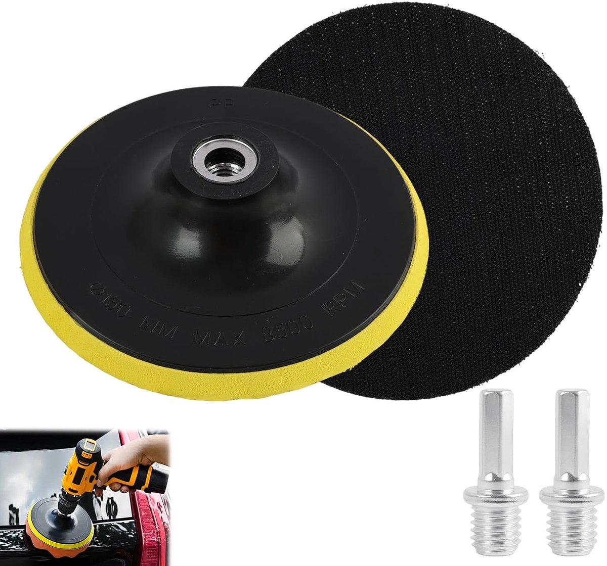 Pack of 2 sanding discs, 150 mm, polishing disc with M14 thread, sanding disc, sander and power tools, ideal for - ShopVlot