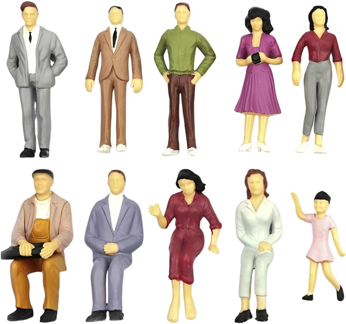 10 stuks minifiguren voor mensen, schaal 1:25, miniatuurfiguren, speelgoed voor kleine mensen, beschilderd, van - ShopVlot