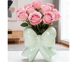 Disoza Bowknot green vases table decoration ceramic modern vase vintage vase for pampas grass flower vase vases for - ShopVlot