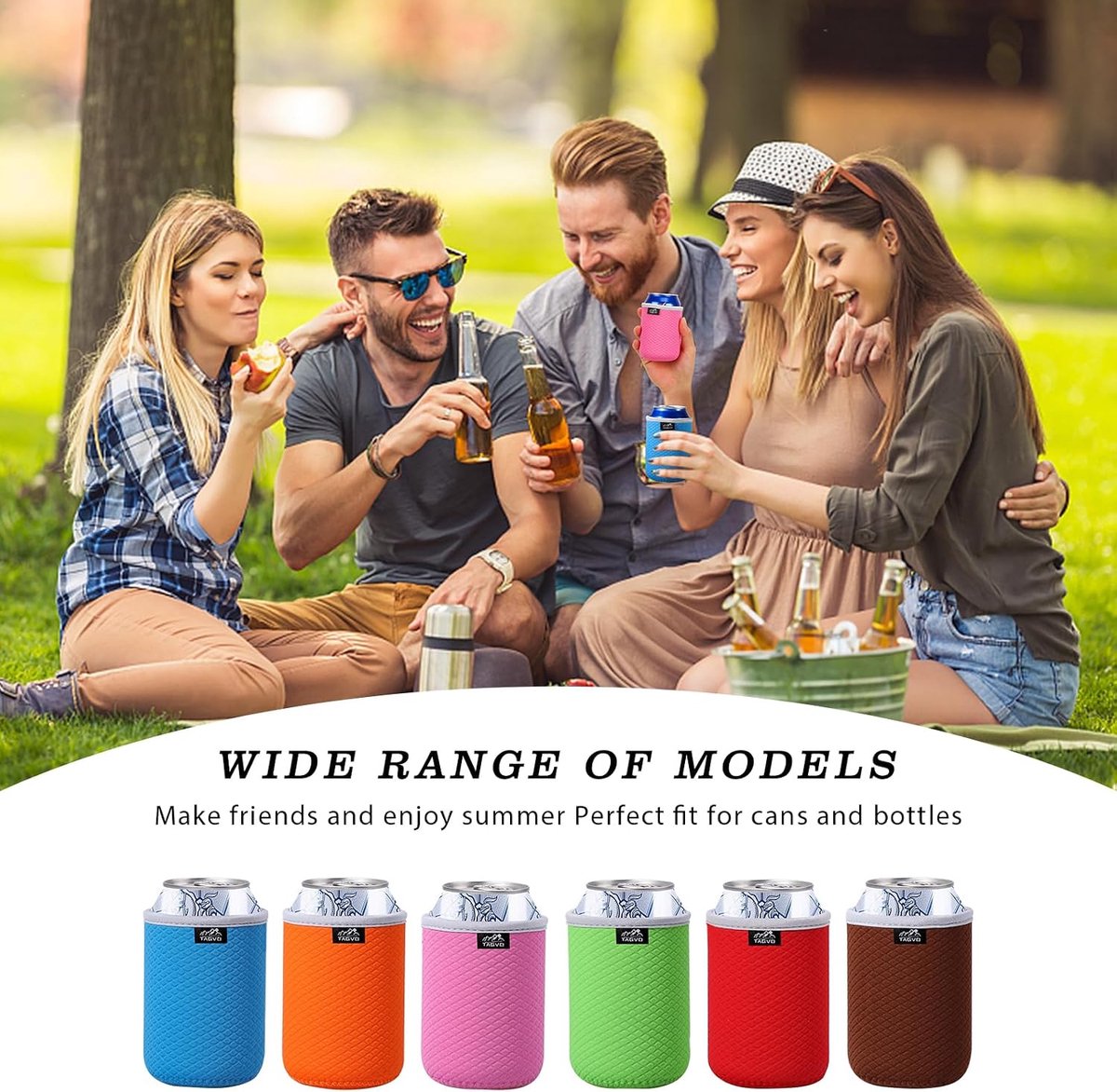 Can cooler sleeves pack van 6 - neopreen met gestikte randen - machinewasbaar - houdt je drank koel - ShopVlot