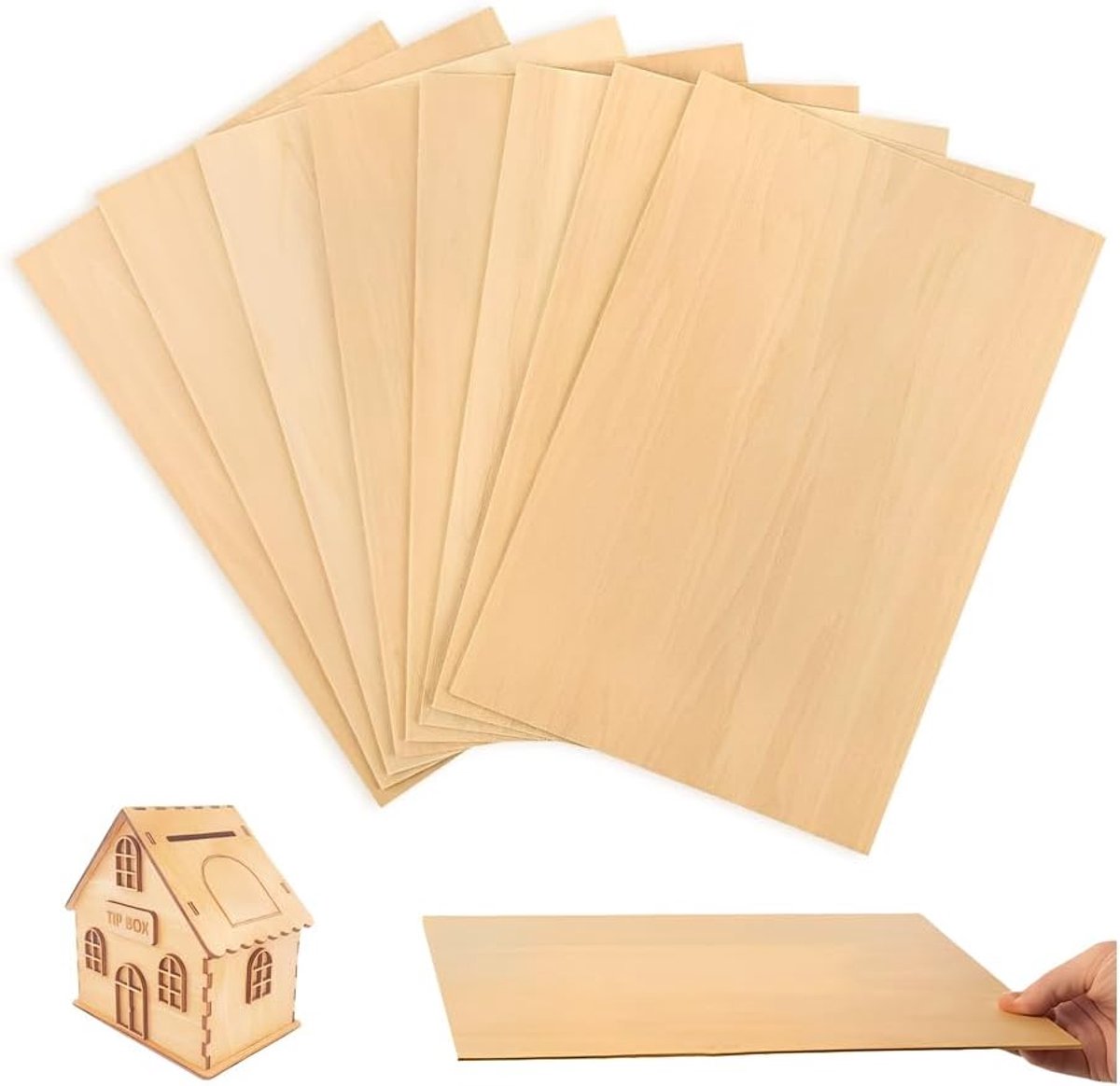Houten Planken voor Creatieve Projecten - 10 x 15 cm - Balsa Hout - Onbehandeld voor Modelbouw - ShopVlot