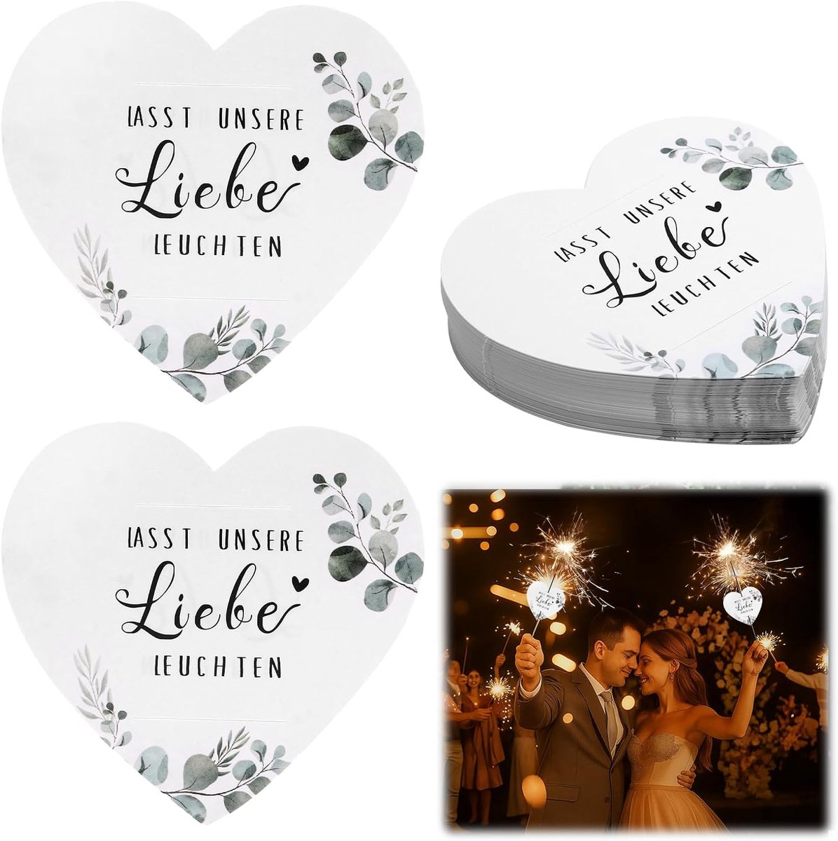 Wonderkaarsen 100 stuks - Etiketten voor bruiloft - Kaarsenhouder - Laat onze liefde oplichten - ShopVlot