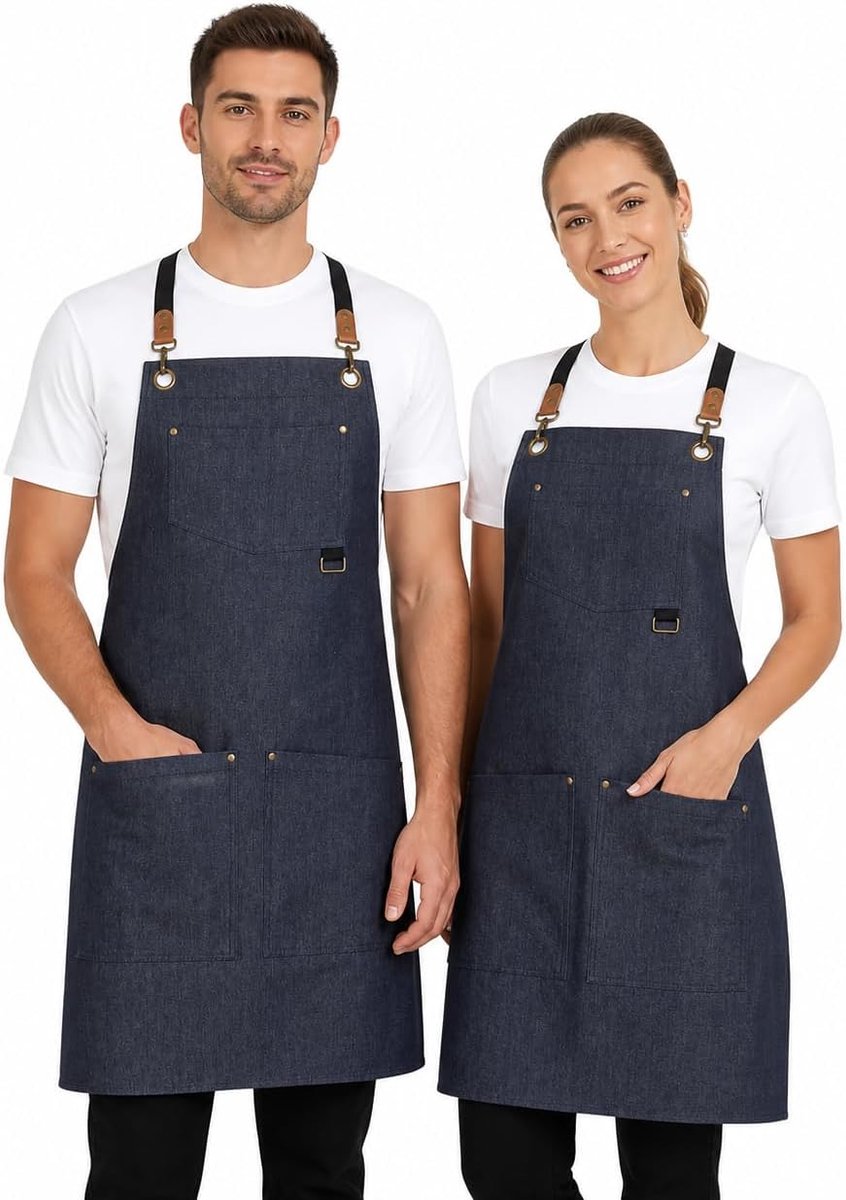 Kookschort voor mannen en vrouwen - robuust en comfortabel - 3 zakken en pencompartiment - ideaal voor de keuken - ShopVlot