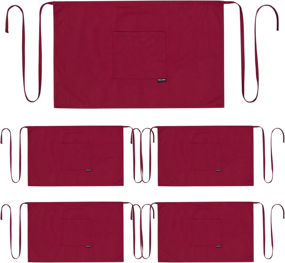 Kookschort unisex kort - bordeauxrood - 5 stuks - ideaal voor koken en knutselen - ShopVlot