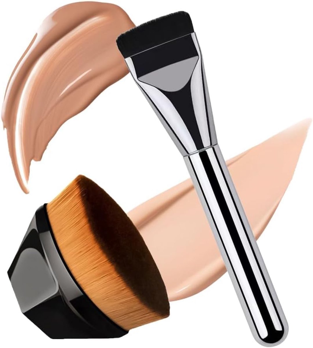 Foundation borstel set - 2-delige set - synthetische haren - voor een vlekkeloze applicatie - ShopVlot