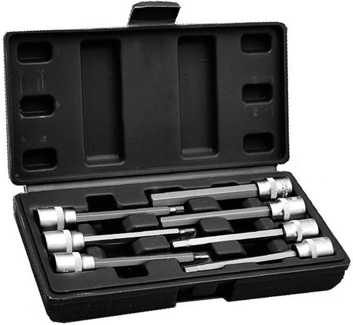 Hexagon 3/8 inch steeksleutelset - extended, 7-delig - kunststof opbergdoos - ideaal voor klussen - ShopVlot