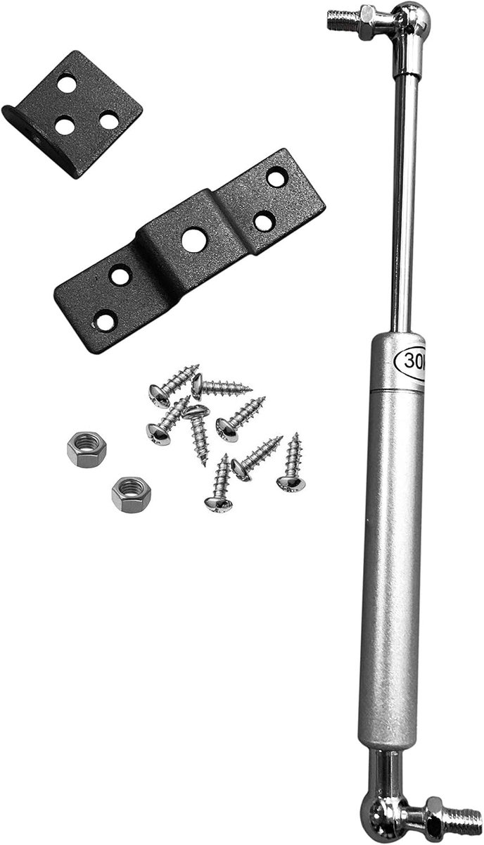 Gasveer 300N/30kg - 263 mm - zilver - geschikt voor diverse toepassingen - ShopVlot