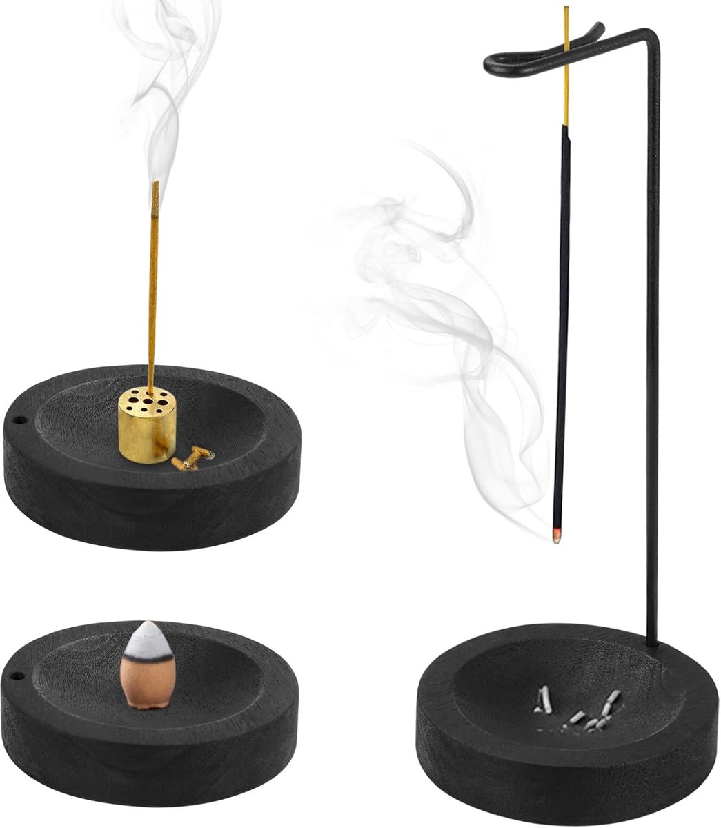 Houten wierookhouder met kegel-coil - moderne stijl - elegant design - perfect voor meditatie - ShopVlot
