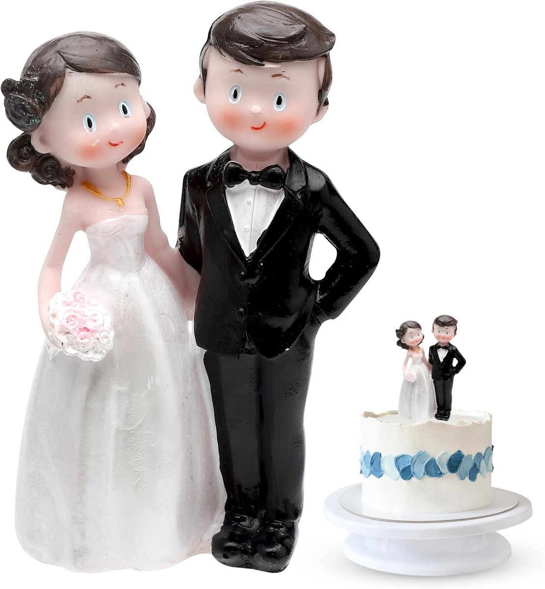 Bruidsparen figuur 12 cm - polyresin - handgeschilderd - herbruikbare taartdecoratie - ShopVlot