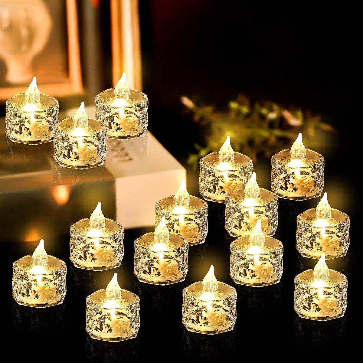 LED Theelichten 24 Stuks - Flameless Kristal - Veilig en Decoratief - Perfect voor Feesten - ShopVlot