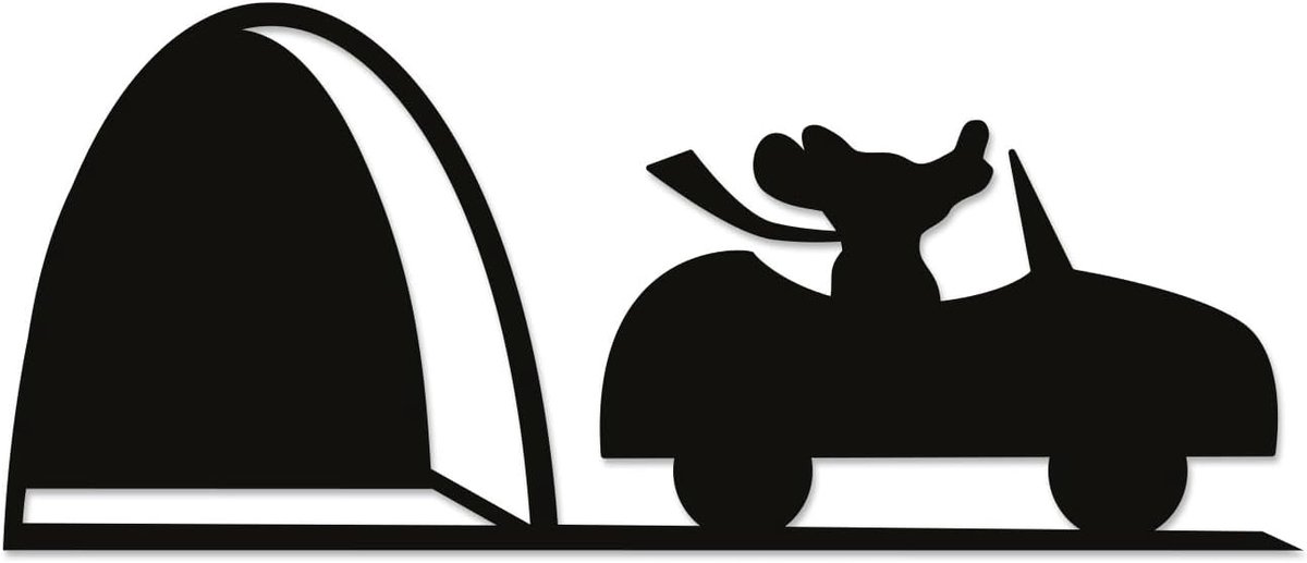 muursticker muis gaat in auto - zwart glanzend - zelfklevend - unieke woondecoratie - ShopVlot