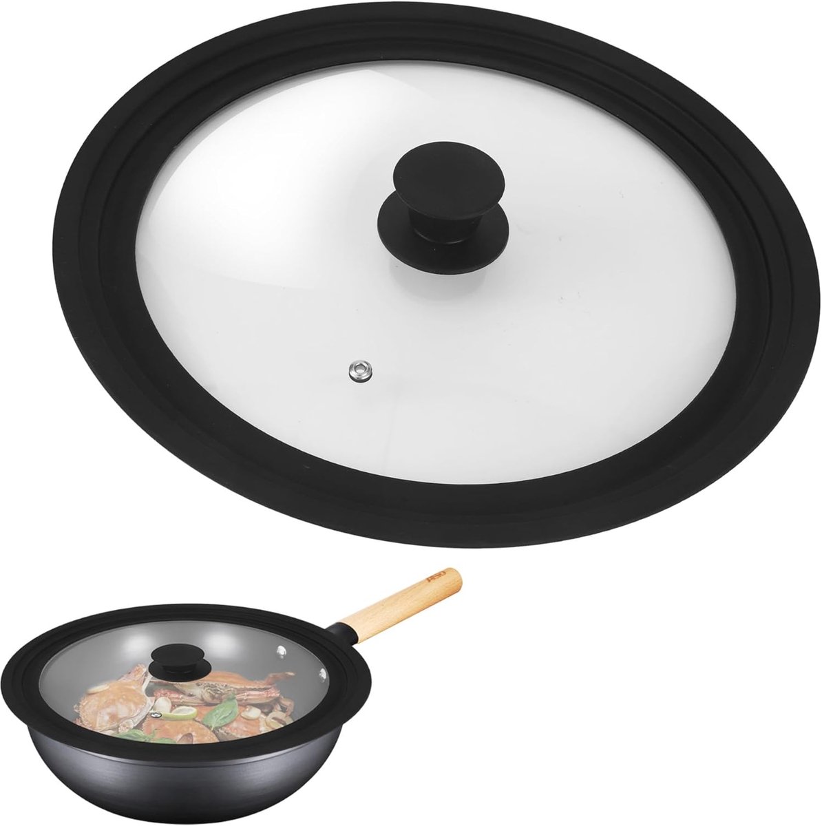 Universeel deksel 20-22-24cm - hittebestendig glas - siliconen rand - perfect voor pannen en potten - ShopVlot