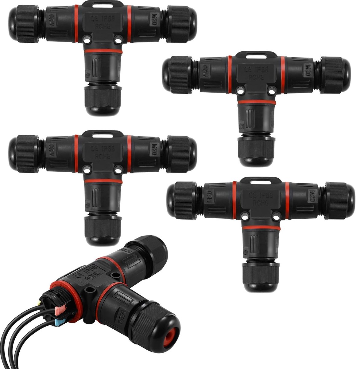 Waterdichte kabelconnectoren 3-polig - IP68 aansluiting - voor 5-12 mm kabel - ideaal voor buitengebruik - ShopVlot
