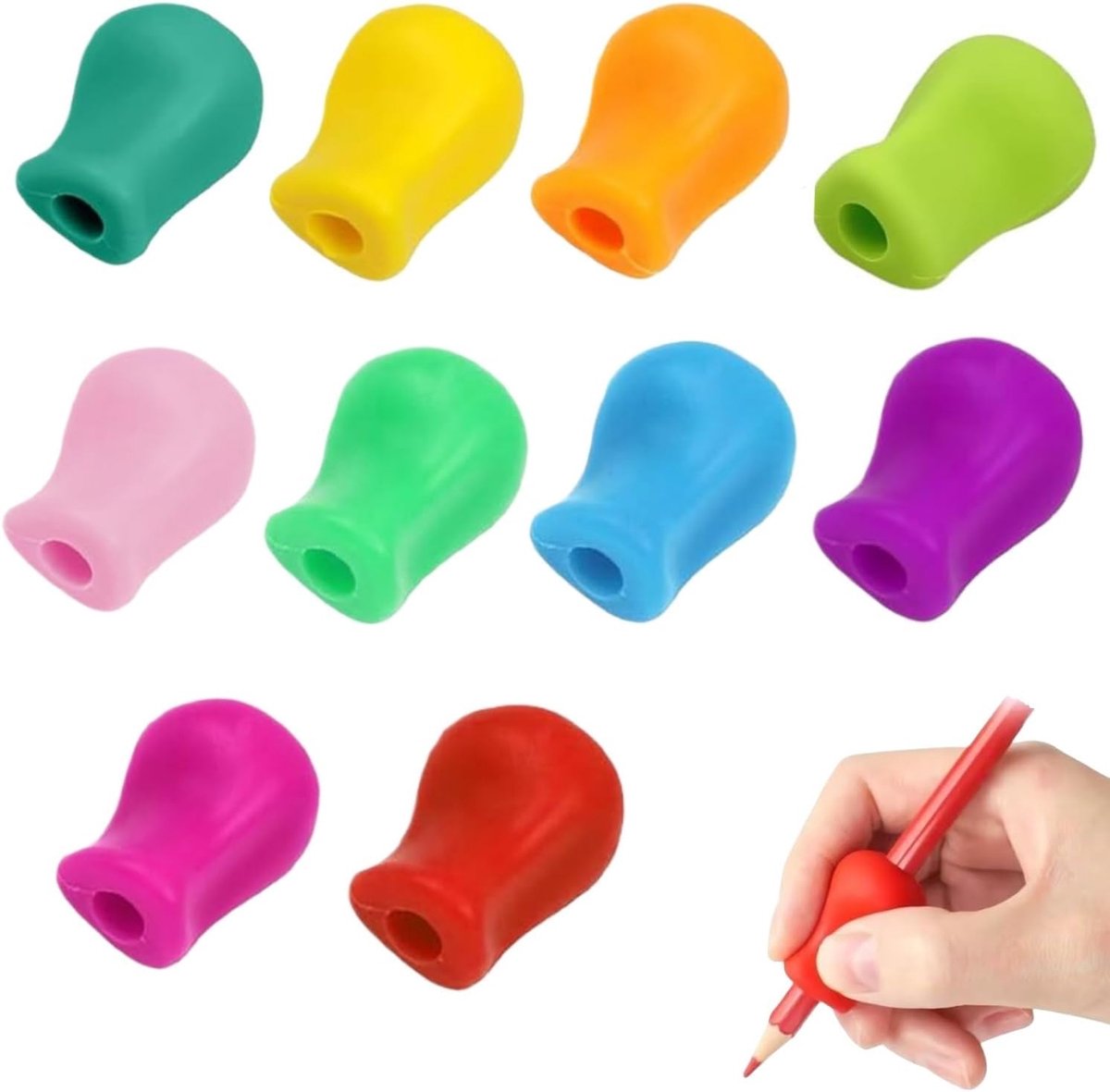 Pencil Grip for Children, 10 Ergonomic Soft Silicone Handles, Posture Correction for Writing, Pencil Handle for Pens - ShopVlot
