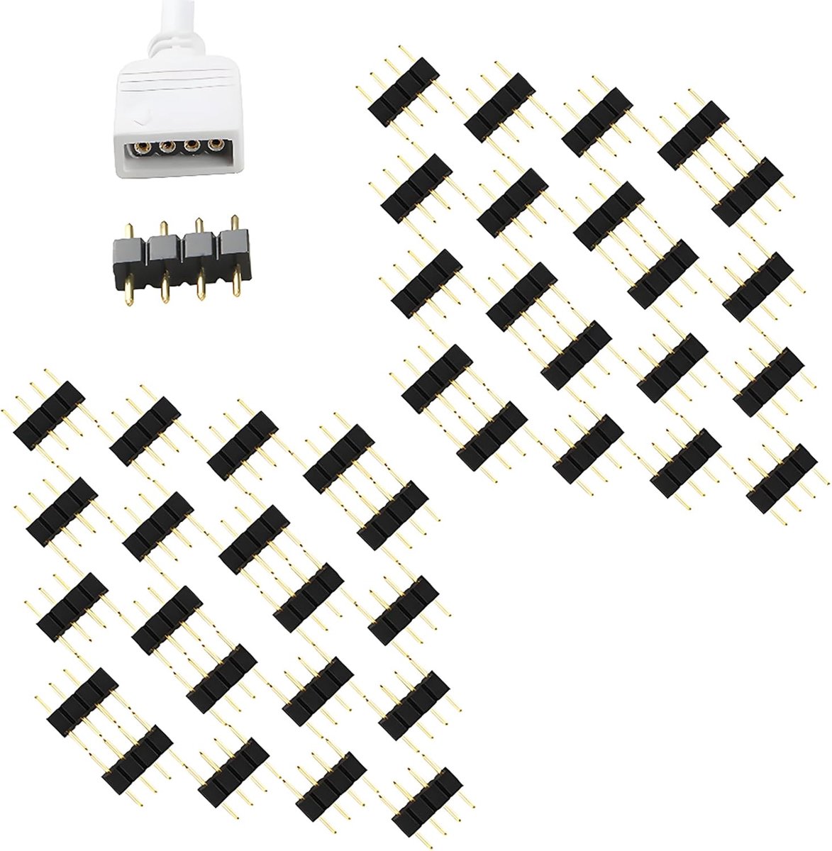 CESFONJER 40pcs 10mm LED Socket, 4 Pin RGB, Soldering Pin for LED Strips, 4 Pin Male to Male Connector, Black, for LED - ShopVlot
