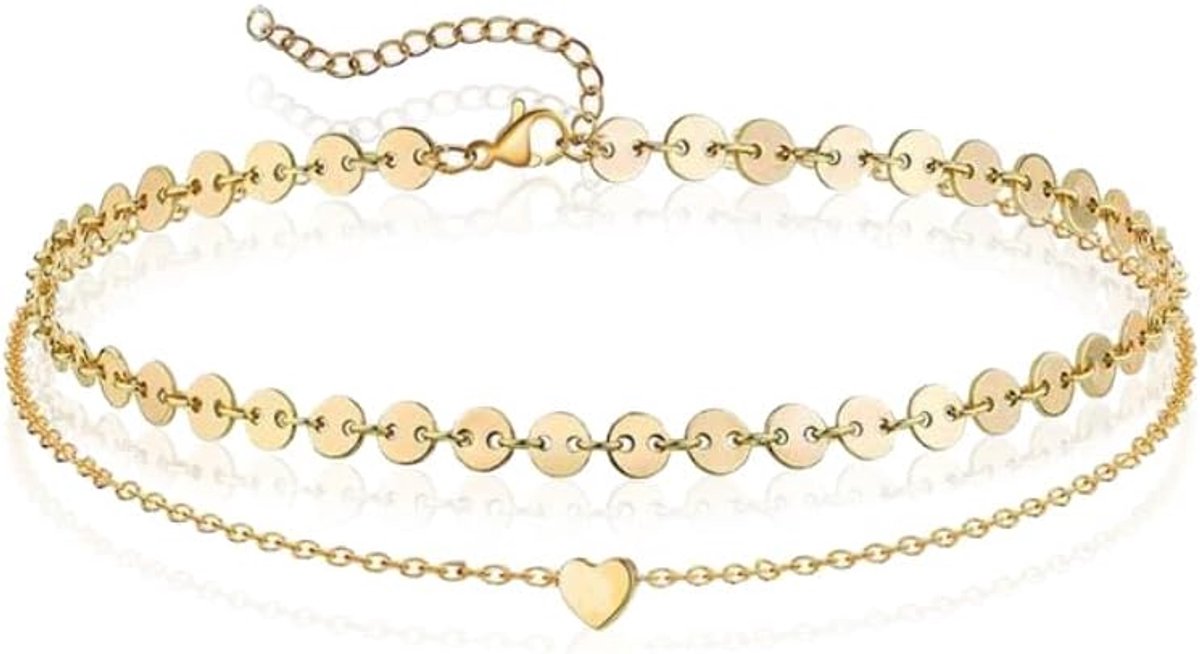 Pailetten Enkelband Heart - Goudkleurig - ShopVlot