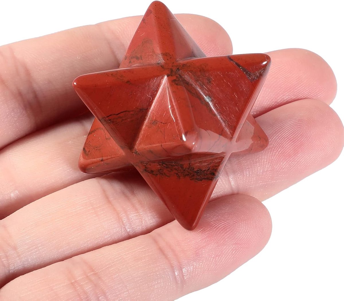 Natural red jasper Merkaba crystal protection sacred meditation energy generator healing chakra six-pointed star 2.5cm - ShopVlot