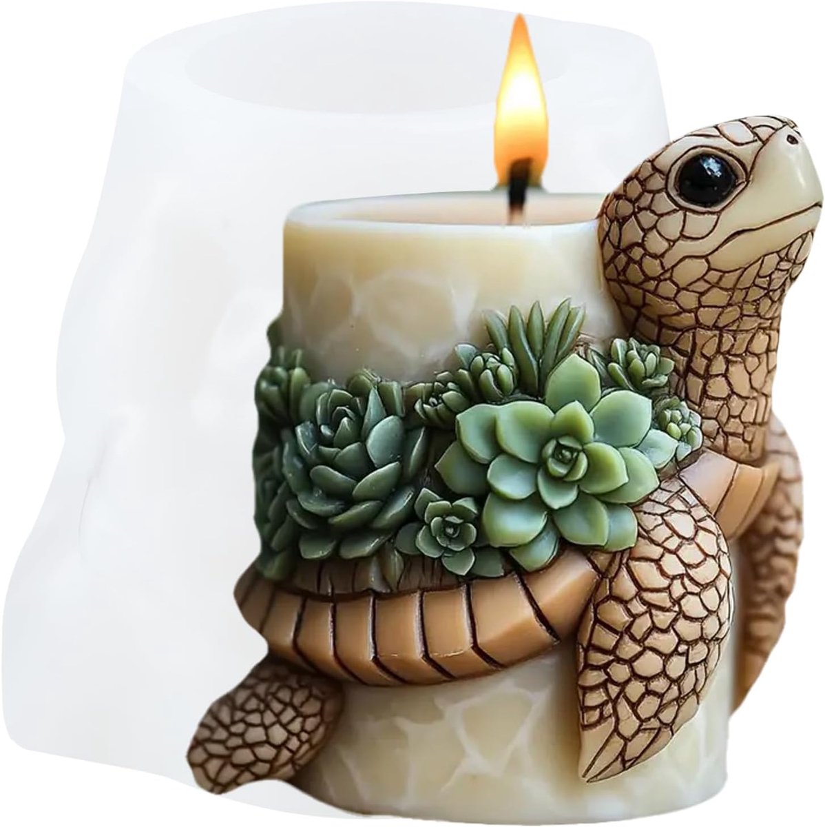 XIAOSHUI Tortoise Cylinder Candle Shape Candle Shape Succulent Tortoise Resin Casting Silicone Molds for Candles Home - ShopVlot