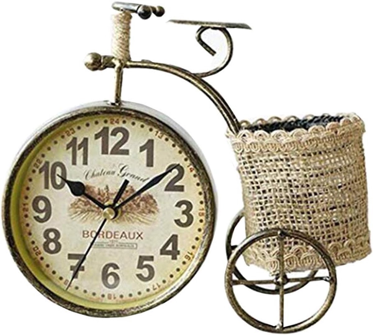 Modern Clock Pen Holder Bicycle Design Desk Clock Desktop Metal Clock Easy to Read Office - ShopVlot