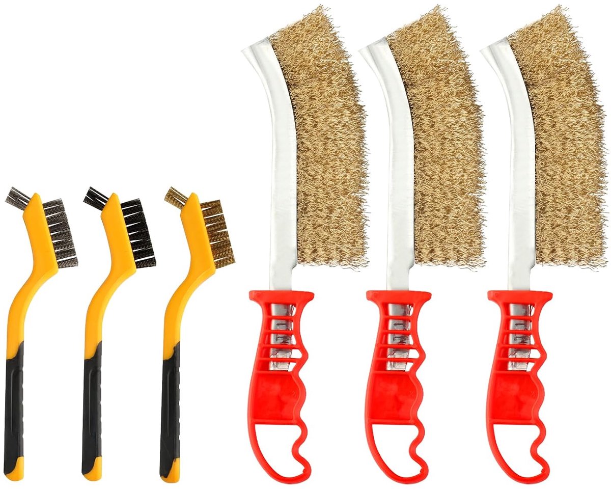 Set of 6 Wire Brushes, Hand Wire Brush Set, Brass Brushes, Stainless Steel Brush, Carbon Metal Brush Set for Cleaning - ShopVlot