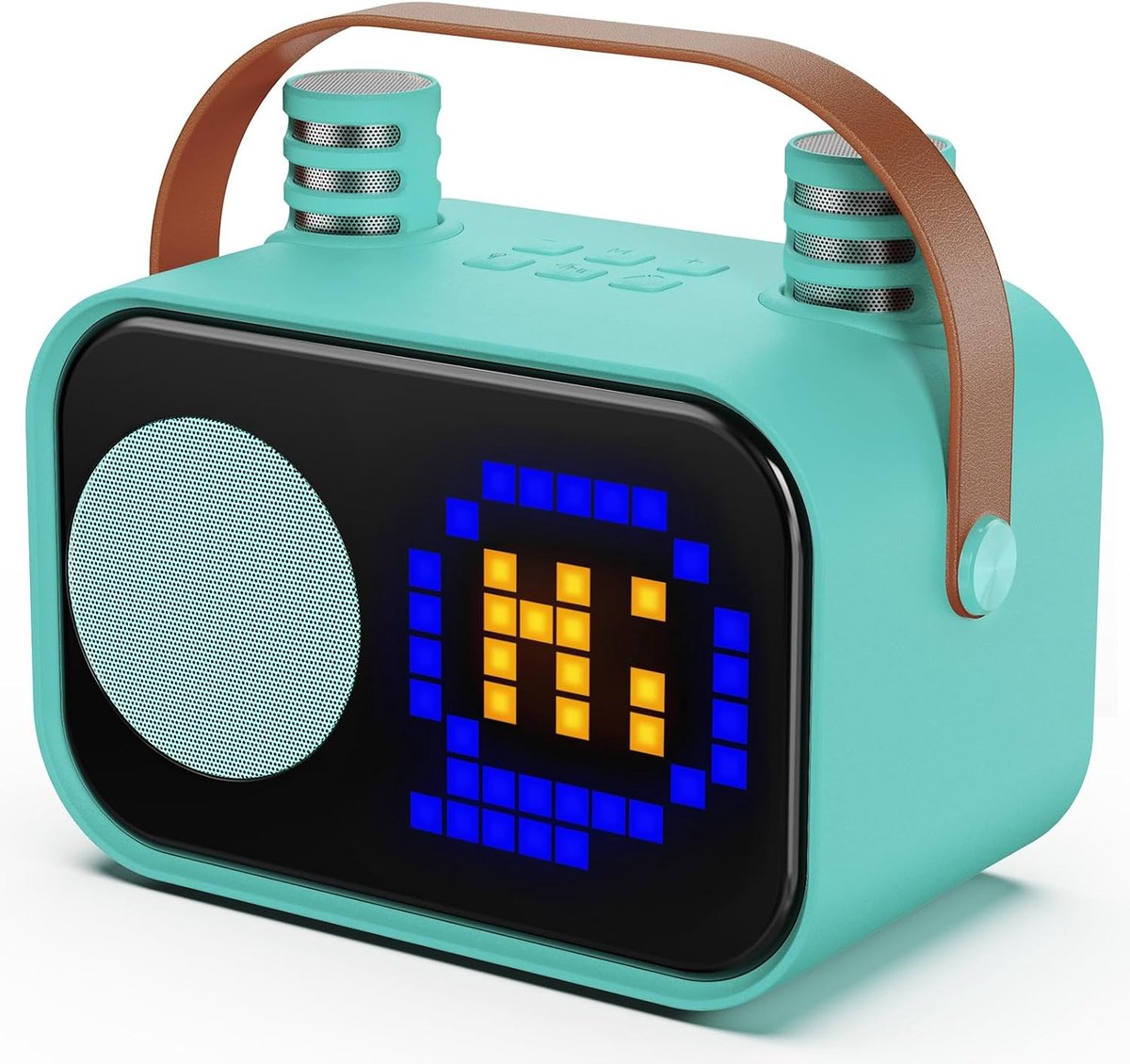 JYX Karaoke-machine voor kinderen, met 2 microfoons, draagbaar, oplaadbaar, Bluetooth, groen - ShopVlot