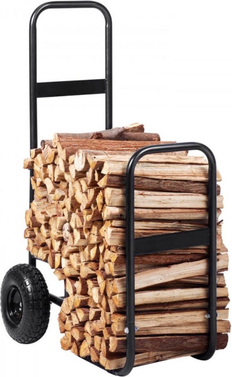 Brandhoutwagen 67x52x110 cm - Rubber, Houtkar en Houtkachel - Voor Dagelijks Gebruik, Thuis en Professioneel Gebruik
