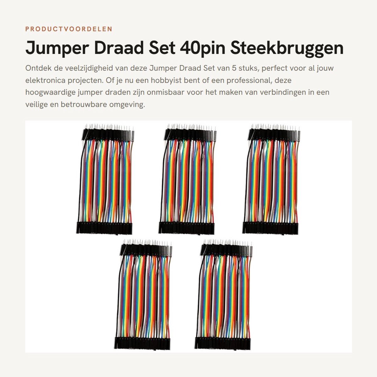 Dailygoods - Jumper Draad Set - 40pin Steekbruggen - Hoge Kwaliteit - 10 cm - Vrouwelijke Mannelijke Kabels - Duurzaam en Betrouwbaar - Ideaal voor El...