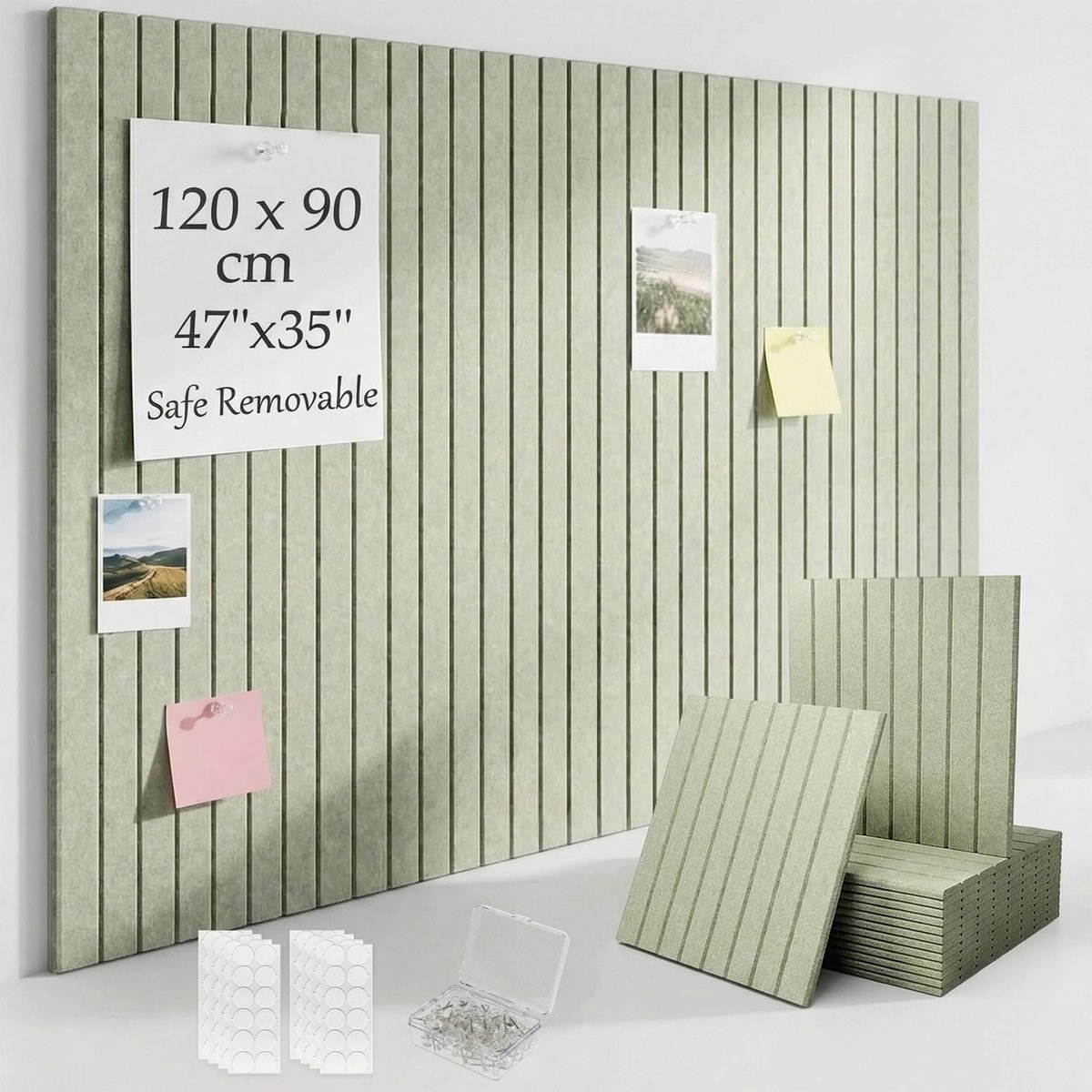 Dailygoods- Prikbord Groot - 12 Stuks - Vilt - Veilige Zelfklevende Tabs - Punaises - Multifunctioneel - 30x30 cm - Bulletin Board