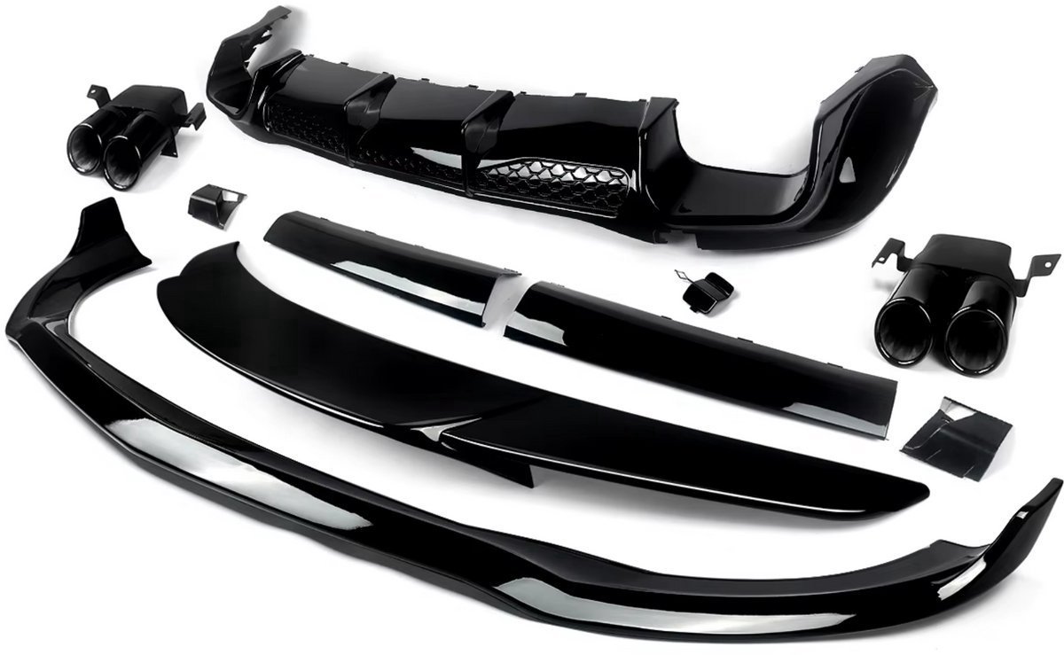 Bumper Diffuser Gloss Zwart - Passend voor Mercedes S, Voorlip Diffuser Spoiler en BS Stijl - Voor Auto Styling, Vervanging en Tuning