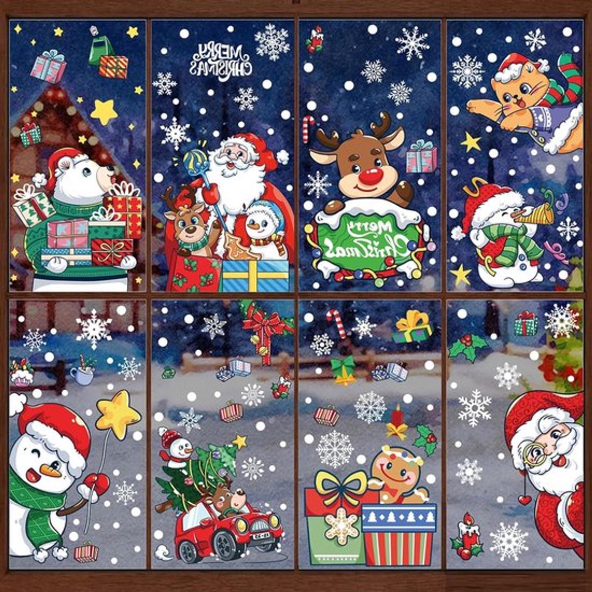 PVC raamstickers 8 vellen - Allecto Plus Kerstpatronen