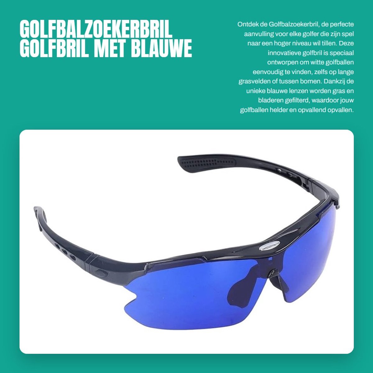 Dailygoods- Golfbalzoekerbril Blauwe Lens - Lichtgewicht - Slagvast - Gemakkelijk op te bergen - Vermindert verlies - Comfortabel om te dragen - Golfbril