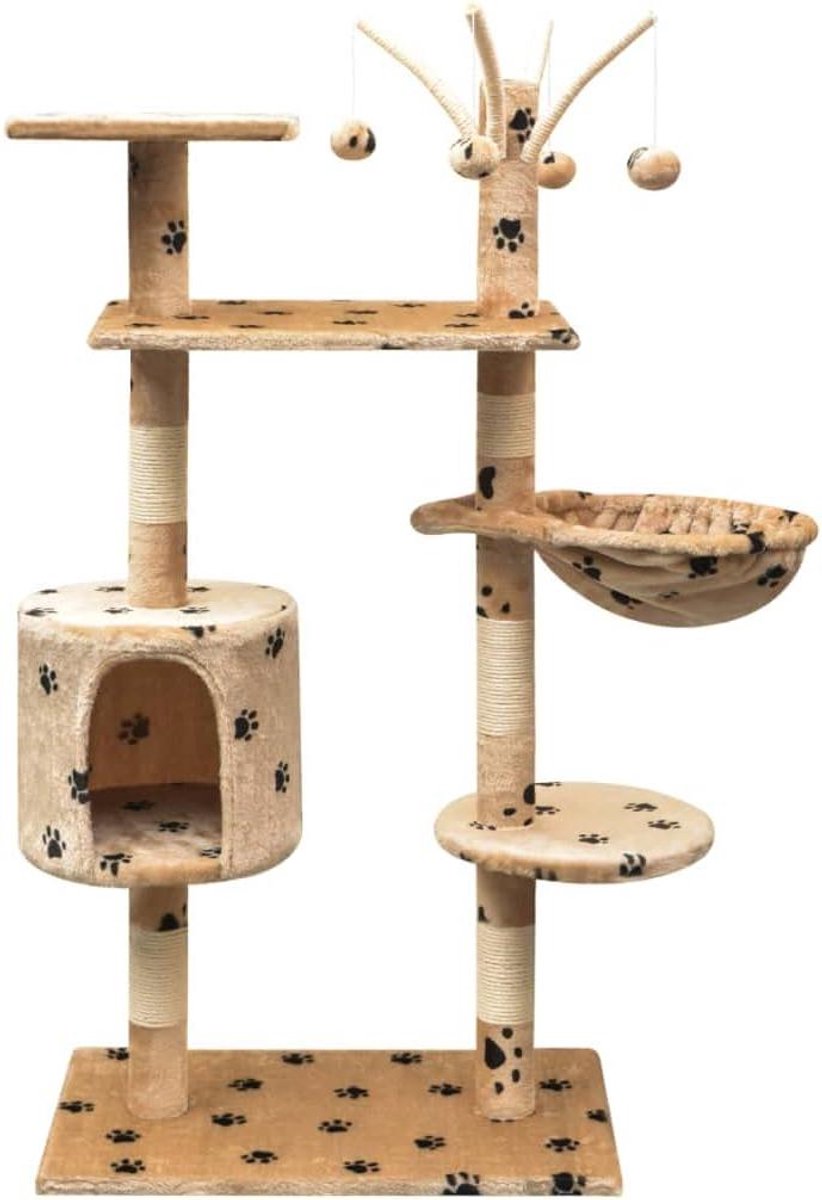 Krabpaal Kat - Kattenboom Klimtoren - Spelen en Rusten - Meerdere Verdiepingen - 125 cm Hoog - Beige