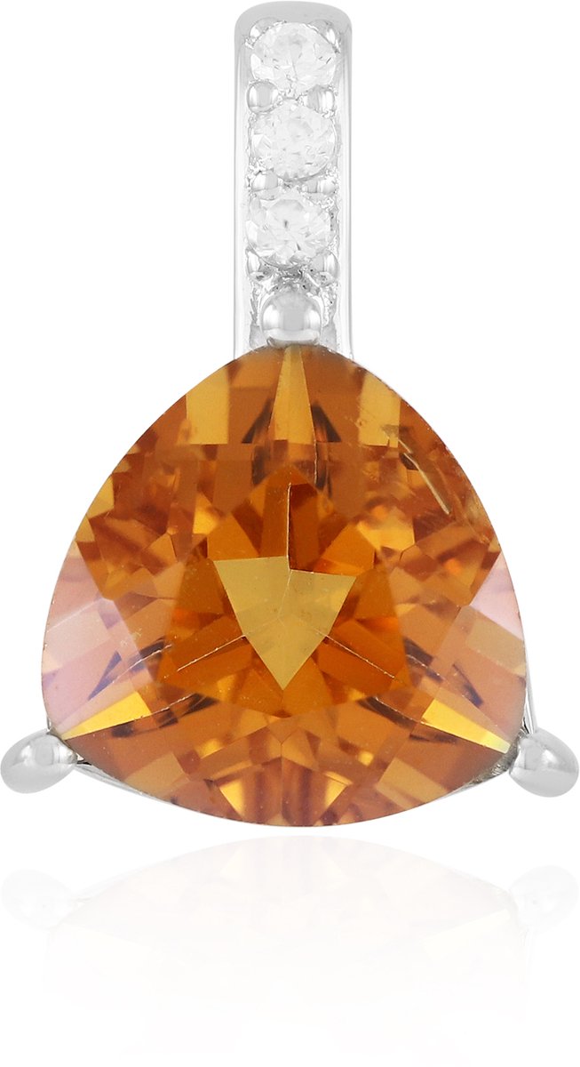 Cavill - Moderne Hanger 925 Sterling Zilver met Platina Coating - Oranje Kwarts Triljant 2,375 ct & Tanzania Zirkonen 0,062 ct